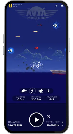 Aviamasters plane destroyed mid flight with smoke cloud expanding and multiplier frozen at 9x after crash