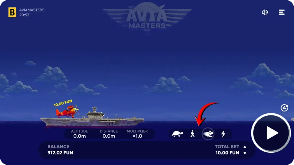 Speed settings menu in Aviamasters game interface